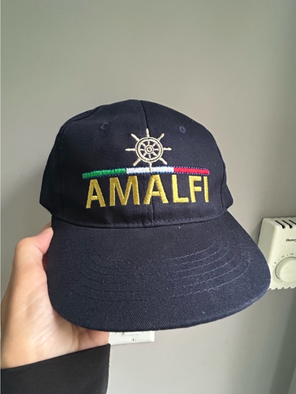 Amalfi Navy (dark) Cap with Gold  Logo and Red-Green Accent